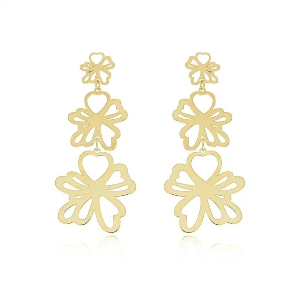 NEW SHEILA FAJL women's golden bloom cascade earrings in shiny gold